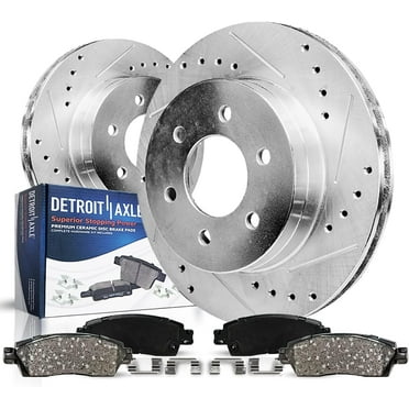 Detroit Axle - Rear Brake Kit for Ford 18-20 F-150 18-21 Expedition Lincoln Navigator, 2018 2019 2020 Drilled and Slotted Brake Rotors Ceramic Brakes Pads with Hardware Replacement