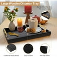 thumbnail image 3 of Large Wooden Coffee Table Trays with Handles (2 Sets) - Black Wood Serving Trays, 4 Coasters Included, 3 of 8