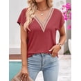 thumbnail image 6 of Merokeety Womens Summer V Neck Lace Pleated Blouses Tunic Tops Watermelon l, 6 of 6