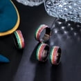 thumbnail image 5 of Multicolor Rainbow Black Gold Plated CZ Wide Wedding Band Finger Engagement Ring, 5 of 9