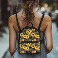 thumbnail image 4 of HELLHERO Sunflower Leopard Theme Mini Backpack for Travel Shopping, Lightweight Mini Polyester Backpacks Polyester Zipper Closure Small Backpack, 4 of 8