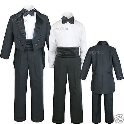 New Infant  Toddler Boy 5 pc Tuxedo Formal Party Wedding Suit Taupe S M L XL-20 