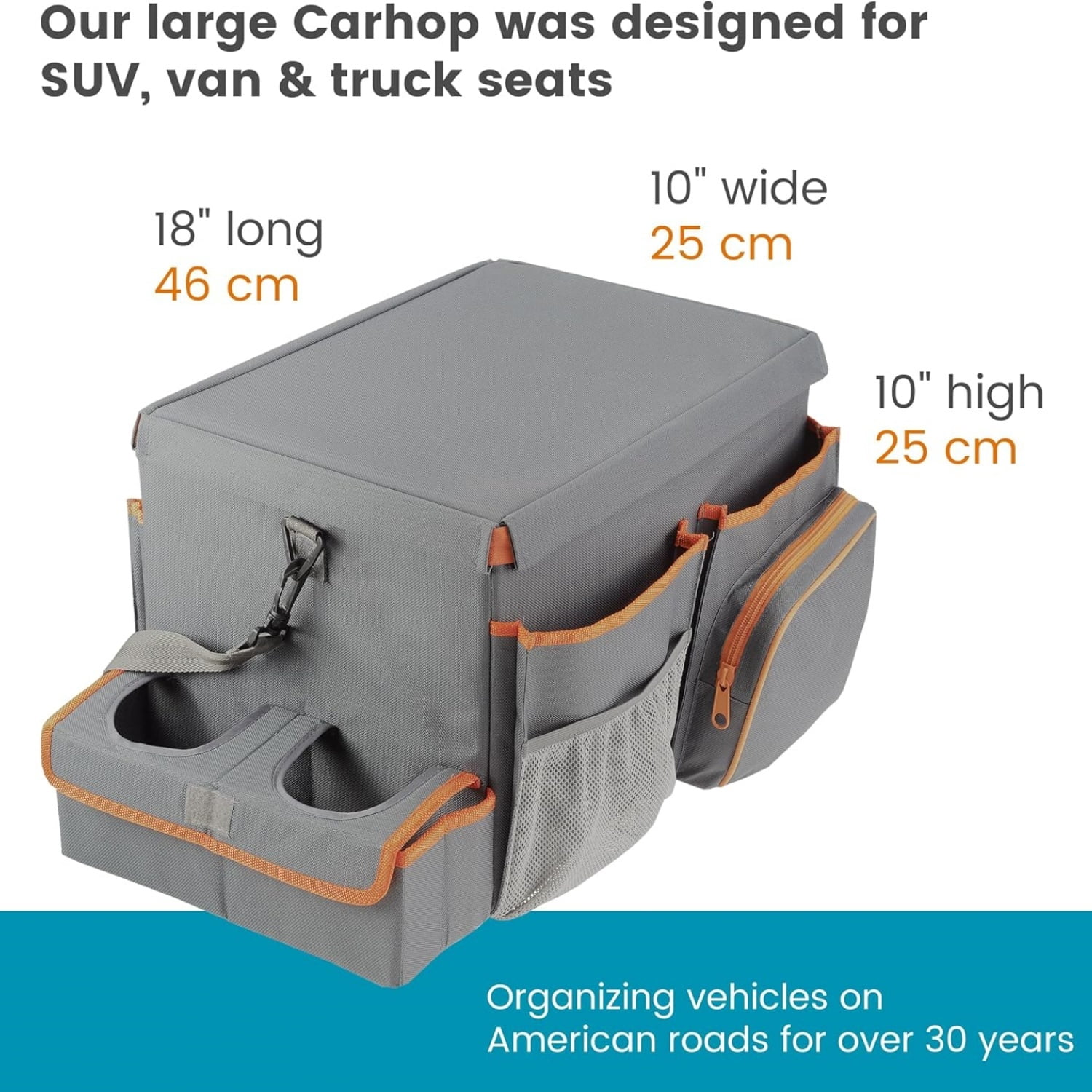 Car Organizer With Cooler - Back Seat Organizer for Kids or Front Seat Organizer for Drivers with Cup Holder Bin, Tray Top and Storage Pockets