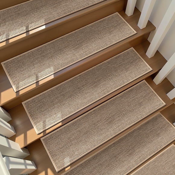 Linen Stair Treads Non Slip 15pcs Stair Runner for Wooden Steps Peel and Stick Stairs Carpet Treads Indoor Staircase Covers Mat with Self-Adhesive Backing for Pets and Kids 8"X30"