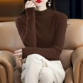 thumbnail image 5 of ManxiVoo Women's Retro Slim Fit Mock Neck Pullover Sweater Warm Winter Base Layer Soft Knit Stretch Comfort Top XL Size Coffee, 5 of 9