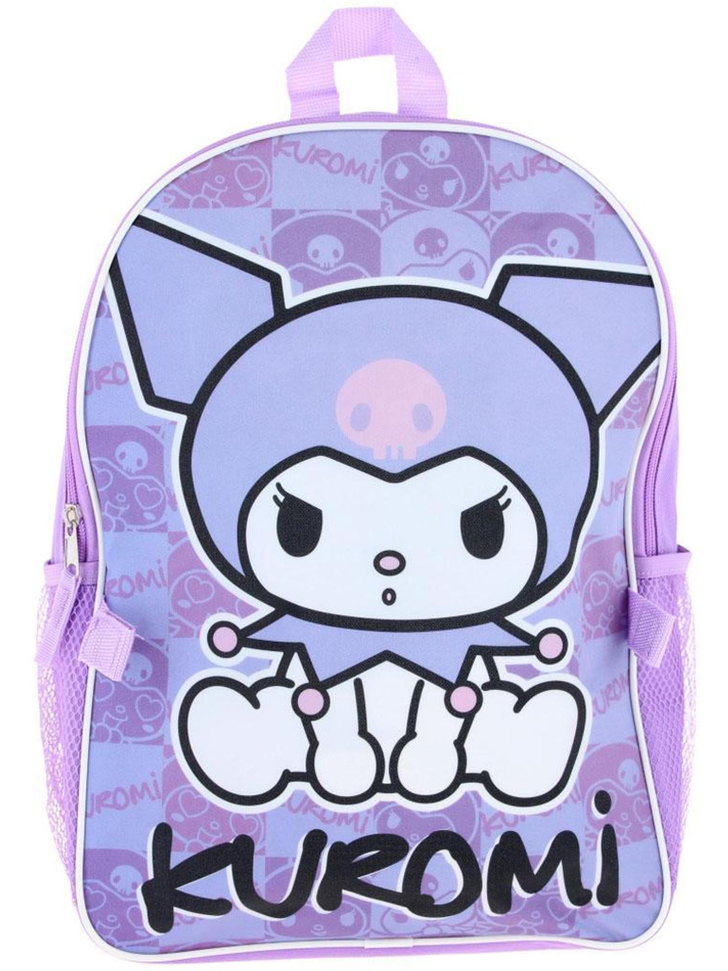 Hello Kitty Kuromi 16" Purple School Backpack and Rectangular Lunch Bag Attached