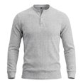 thumbnail image 5 of Linfrsh Men's Tops Men's Ribbed Henley Shirt Short Sleeve Slim Fit Muscle Shirt Fitted Cotton Casual Long Sleeve, 5 of 9
