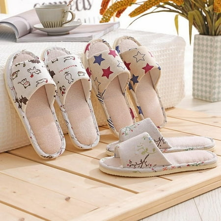 

Women s Cotton Linen Flip Flops Slippers Lightweight Slip On Indoor House Slippers