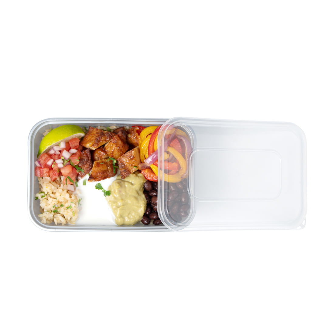 Futura 17 oz Rectangle Silver Plastic Take Out Container - with Clear Lid, Microwavable - 6 3/4 inch x 4 1/2 inch x 2 inch - 100 Count Box