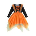 thumbnail image 4 of Ruyang Girls Halloween Dress Cute Print Long Sleeve Tulle Dress Crew Neck Irregular Hem Dress Up Outfit for Holiday Party, 4 of 5