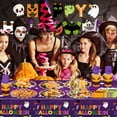 thumbnail image 4 of Halloween Supplies Disposable Paper Plates Napkins Tablecloth Banner Halloween Dinnerware Set for Halloween  Partyware Serves 24, 4 of 7