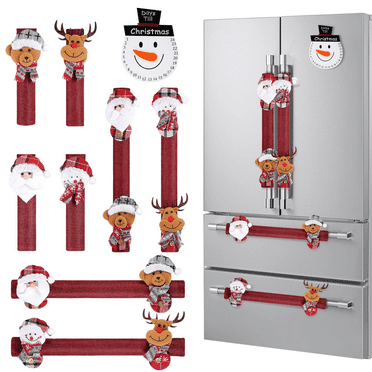 Christmas Refrigerator Handle Covers Set of 9, Allnice Santa Snowman Kitchen Appliance Covers Christmas Kitchen Decor, Microwave Dishwasher Oven Fridge Door Handle Protector Covers Christmas Decor