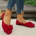 thumbnail image 2 of Juslio Women Shoes Mouth Suede Casual Comfortable Bow Flat Slip on Low Heel Slope Shoes, 2 of 9