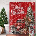 thumbnail image 3 of Small Stall Shower Curtain 36x78 Inch Narrow Half Size Red Truck Christmas Bath Curtains Bathroom Decor, Xmas Tree Snowman Snowflake Waterproof Fabric Shower Curtain Set with Hooks 36 Inch, 3 of 8