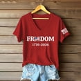 thumbnail image 2 of CUSTG T-Shirts Fashionable Casual Independence Day Printed Short Sleeved V-Neck T Shirt Tops For Women 1776-2026 Celebrate America's 250th Anniversary Fashionable Streetwear, 2 of 3