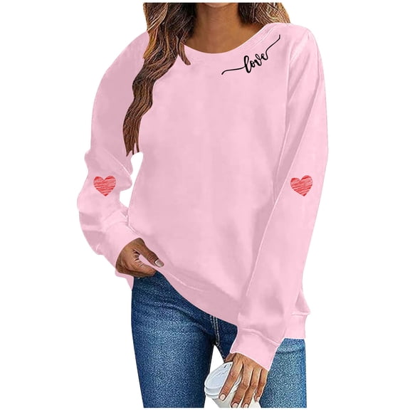 Womens Valentines Sweatshirts Tops Long Sleeve Blouses Crew Neck Shirts Tunics Tops Trendy Christmas Shirts Winter Fall Outfits 2025