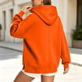 thumbnail image 7 of Women's Loose Fit Oversized Long Sleeve Half Zip Hoodie Drawstring Side Split Pullover Sweatshirt Cute Comfy Casual Fall | CSEONE,Orange XL, 7 of 7