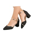 thumbnail image 2 of Women Pointed Toe Heel Single Buckle Sandals Glittery Open Toe Ankle Strap Nonâ Comfortable Elegant Dressy Summer Stylish Shoes Black 36, 2 of 6