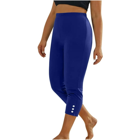 Inleife Lightweight Cropped Pants for Women Summer High Waisted Solid Color Capris Matching Slim Fitting Yoga Gym Pants Leggings