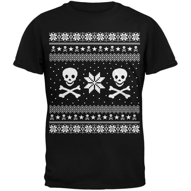 Skull & Crossbones Chandail de Noël Laid T-Shirt Noir