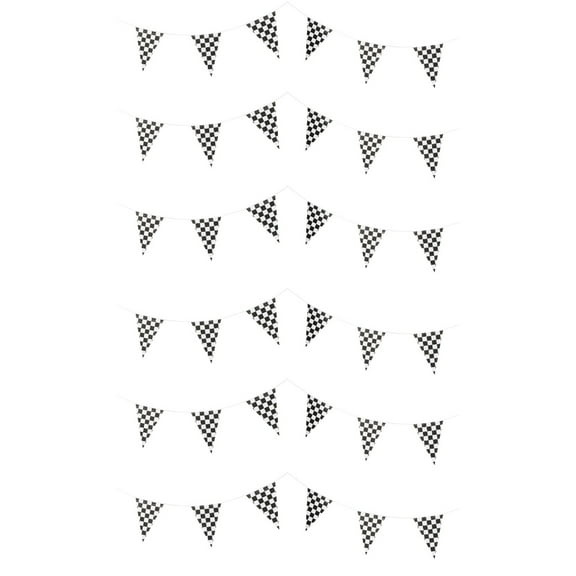 OUNONA  2 Pieces Black and White Checkered Pennant Race Car Birthday Party Supplies Banner Decor Flags