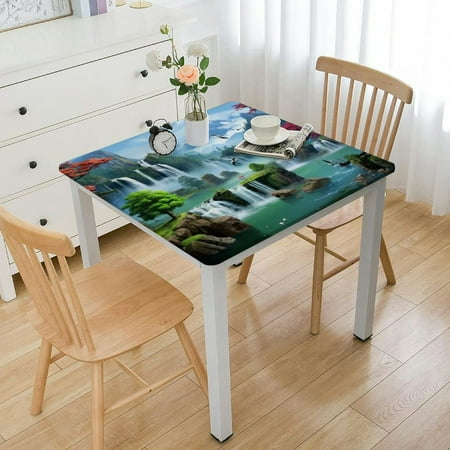 

Facannap Waterfall River Birds Waterproof Square Table Cover 100% Polyester Fiber 46*46