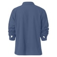 thumbnail image 7 of Mens Cotton Linen Shirts Long Sleeve Beach Henley Button Down Shirts Casual Lightweight V Neck Loose Shirts,Royal Blue 5XL, 7 of 7
