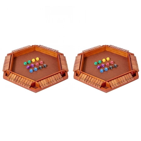 BESTSKY 2026 New Shut the Box Game Wooden Board Game with 12 Dice,2-6 Player Educational Math Game for Adults,Family,Party,Club