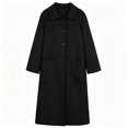 thumbnail image 4 of Levmjia Women's Plus Size Longline Wool Look Coat Single Breasted Notched Lapel Pocket Casual Loose Fit Winter Jacket, 4 of 7