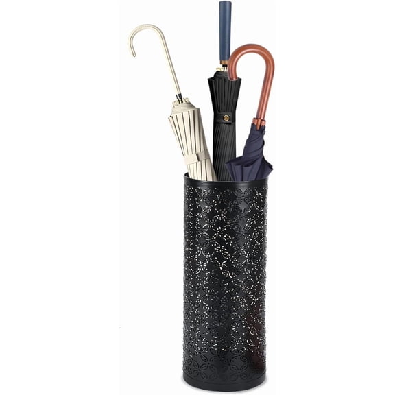Metal Round Umbrella Stand Rack,Free Standing Umbrella Holder Bin, Canes Walking Sticks Holder for Entryway, Home, Office (Round)
