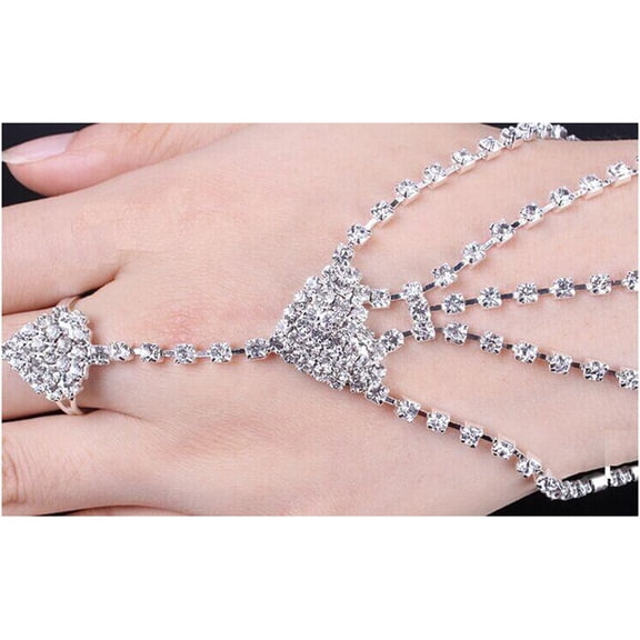 OUNONA Rhinestone Bracelets Heart Shaped Bridal Decorative Multi 1Set