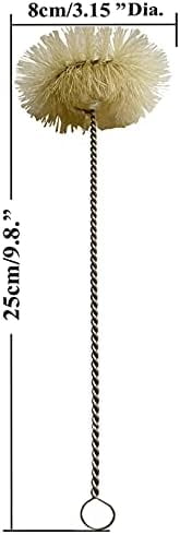Stainless Steel Soda Bottle Cleaning Brush in Natural Boar Bristle Wool Tip, Long Handle, Flexible Bendable Thick Wire Cleaner for Narrow Neck Water Baby Bottles Straw Pipe Tube Flask (Round)