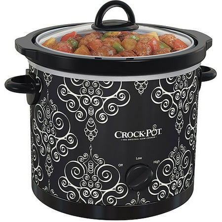 Crock-Pot 4-Quart Manual Slow Cooker, Black/White