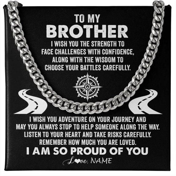 To My Brother Necklace Strength, White Cuban Link Necklace