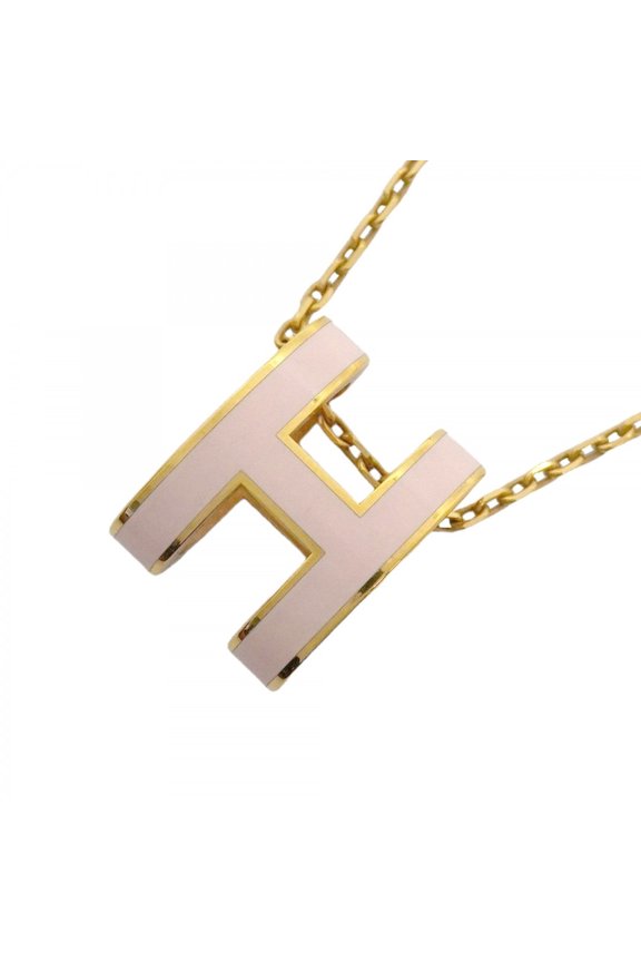 Pre-Owned Hermes Pop H Necklace, GP Plated, Gold, Pink, Women's