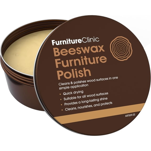 Furniture Clinic Premium Beeswax Polish (6.8oz/200ml) | Condition, Restore, Protect, & Waterproof Wood Furniture, Cabinets, and More | Oak, Teak, Dark & Light