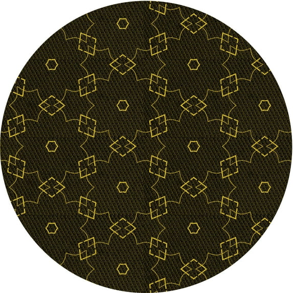 Ahgly Company Machine Washable Indoor Round Transitional Night Black Area Rugs, 3' Round