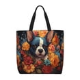 thumbnail image 1 of Easygdp Cute Colorful Flower French Bulldog Bolsa Tote para Mujer, Bolso de Hombro para Trabajo, Playa, Viajes, Compras y Supermercado, 1 of 7