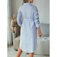 thumbnail image 4 of Women'S Maternity Shirt Dress Striped Lapel Button Shirt Dress 3/4 Sleeve Maternity Dress Blue & White XL, 4 of 5