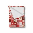 thumbnail image 2 of Christmas Soft Flannel Fleece Throw Blanket, Xmas Candy Cones Stars Ribbons Hand Bells Pines Ornaments in Boxes, Cozy Plush for Indoor and Outdoor Use, 50" x 60", Ruby Red White, by Ambesonne, 2 of 6