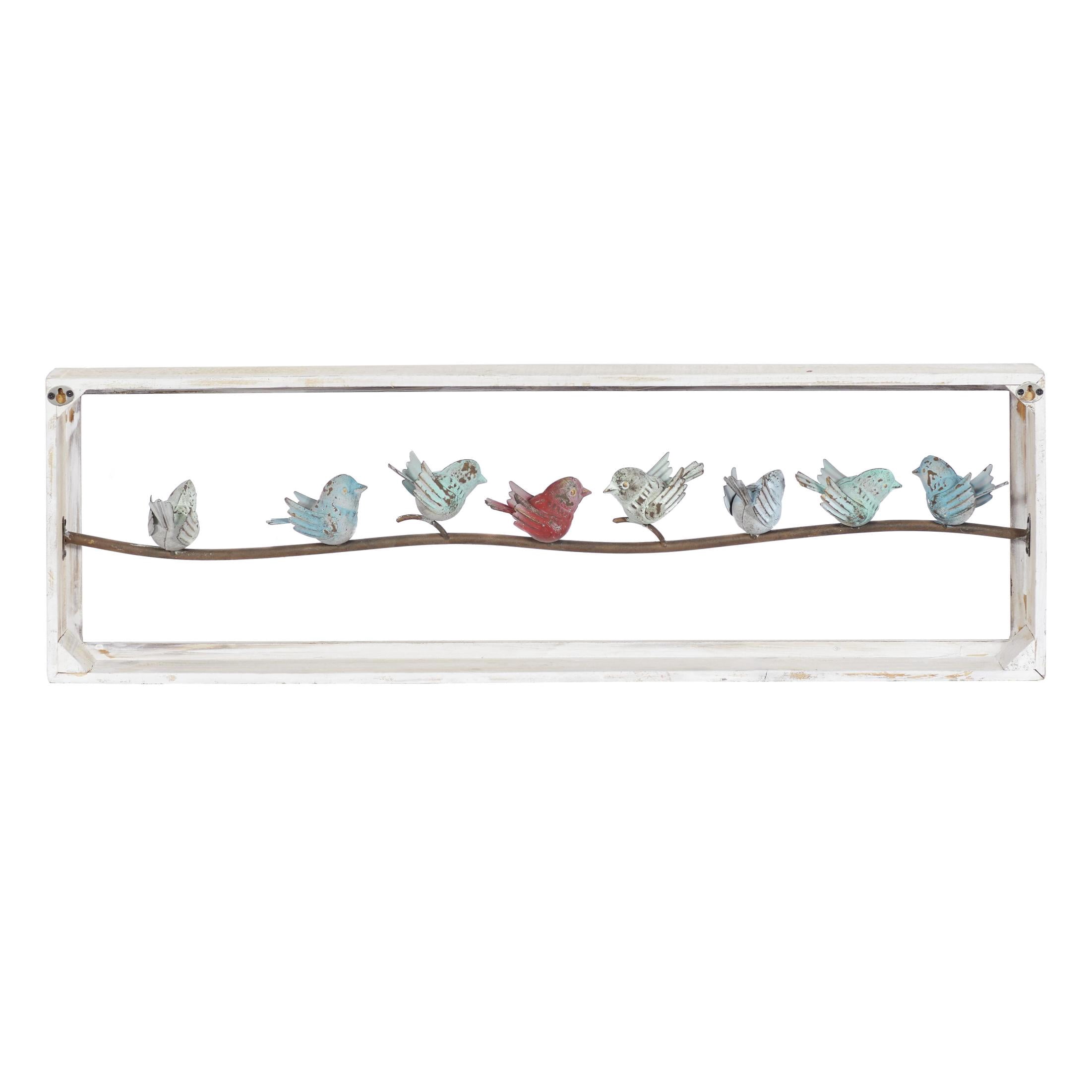 DecMode White Metal Bird Wall Decor