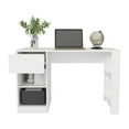 thumbnail image 3 of Modern Desk For Home Office, 47" Wide With One Drawer & Four Shelves, White And Office - Rectangular Drawer, Aesthetic Structure, 3 of 5