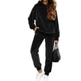 thumbnail image 2 of larppty Velour Lounge Sets for Women 2 Piece Velvet Tracksuits Jogging Hoodie Sweatsuits Soft Sports Leisure Jogger Outfit（Black， XL）, 2 of 9
