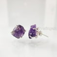 thumbnail image 2 of Rough Amethyst Stud Earring, Natural Amethyst Earring, February Birthstone, Womens Earring, 925 Sterling Silver, Christmas, Thanksgiving, Mens Studs Earring, Handmade Jewelry, Raw Studs Earring, 2 of 5