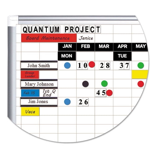 MasterVision Magnetic Platinum Porcelain Dry Erase 1 x 2 Inch Grid Planner, 36x24 Inch, Aluminum Frame (CR0630830)