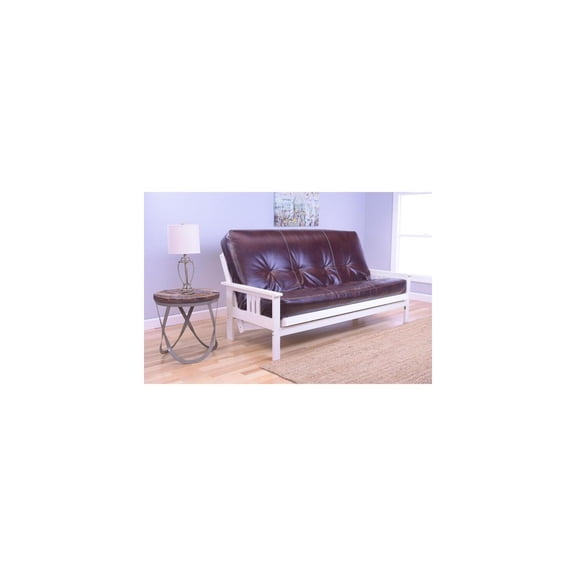 Full Futon Frame with Mattress - Solid Hardwood Sofa Bed - 79" Length