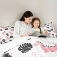 thumbnail image 6 of Feelyou Cute Pink Dinosaur Twin Bedding Sets 7-Piece, Cartoon Animal Bedding Comforter Set, Tropic Palm Plant Sheet Sets, Lightweight Room Decor, 6 of 7
