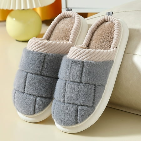 

Dyfzdhu Casual Shoes For Men Winter Couples Men Warm Home Baotou Plush Soft Bottom Comfortable Soild Color Flat Cotton Shoes