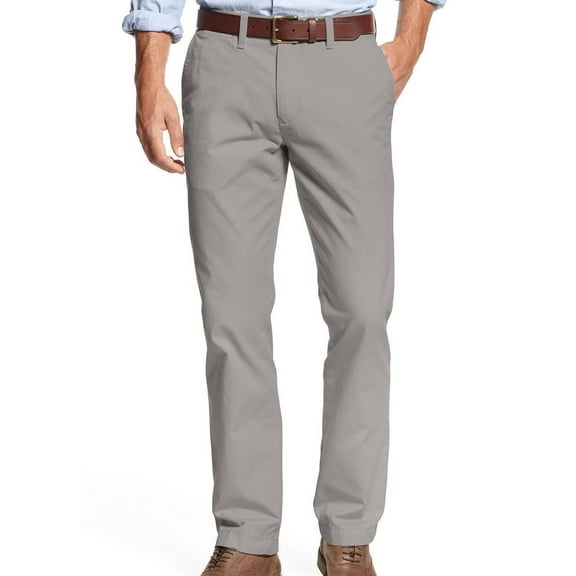 Tommy Hilfiger NEW Gray Mens Size 32 Custom-Fit Solid Chinos Pants
