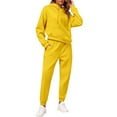thumbnail image 4 of Huankd Women's Fleece Tracksuit 2 Piece Lounge Set Oversized Hoodie Sweatshirt and Comfortable Joggers Fall Fashion Outfit Yellow XL, 4 of 6